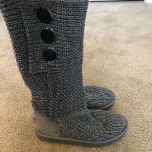 Ugg Grey Cardi Sweater Boots 7